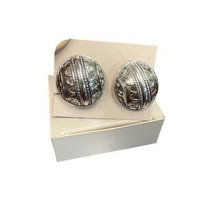 Avon Moroccan Silvertone Clip-On Earrings NIB vintage 1990